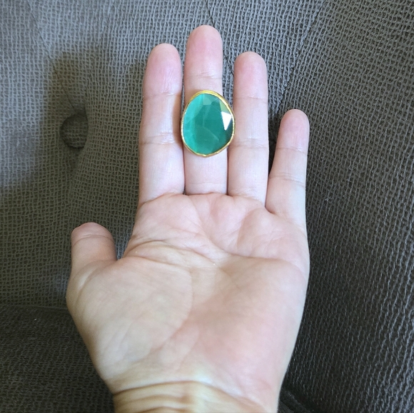 Zeyzey Faceted Green💚 Agate Statement Ring💍 - Picture 5 of 16
